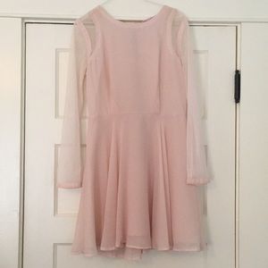 Nude ASOS dress with sheer back and exposed zipper